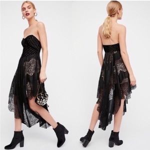 Free People Dark Fairy Midi Strapless Lace Dress